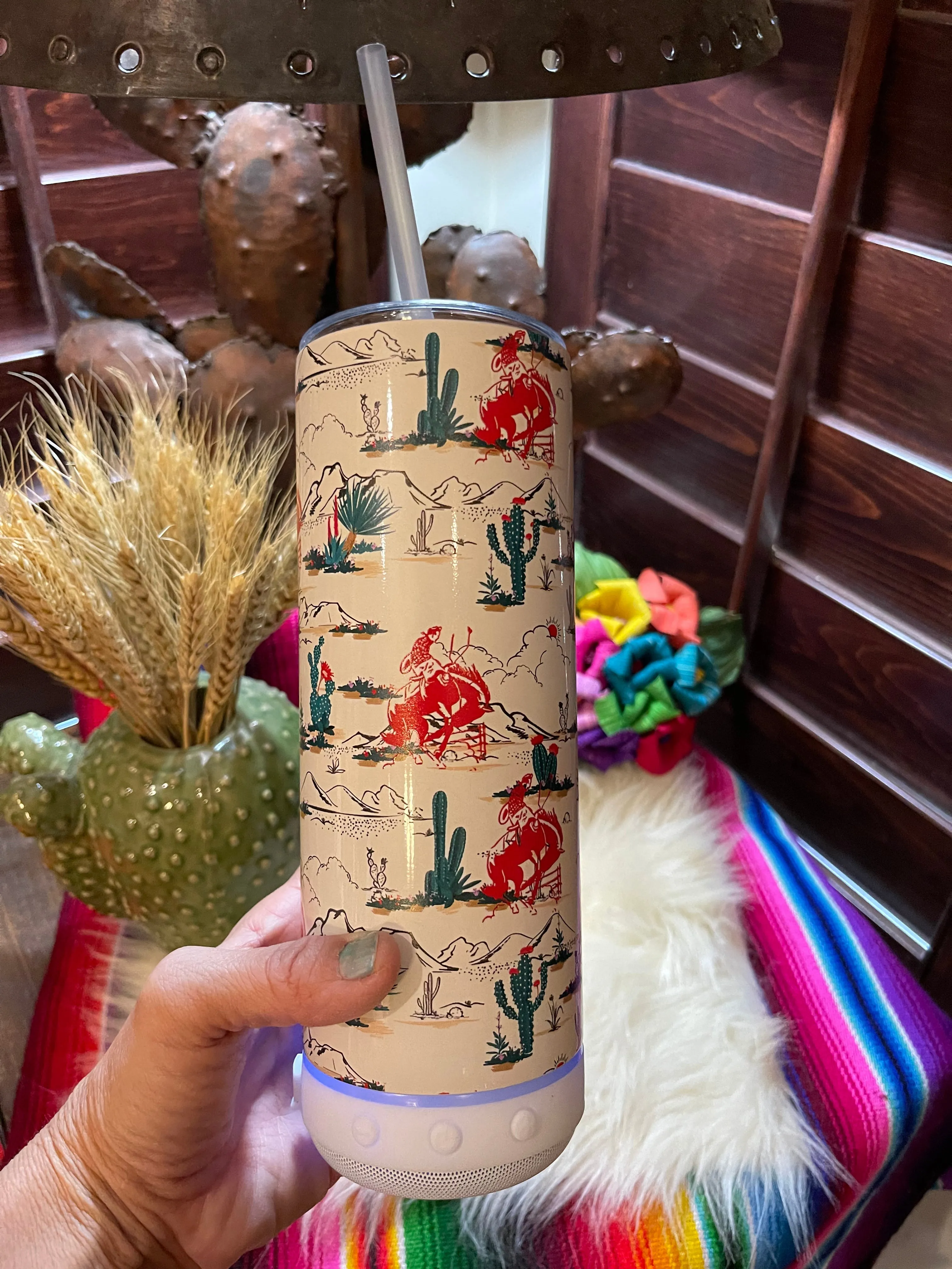 BLUETOOTH Western 30oz stainless tumbler MUSIC && LIGHTS
