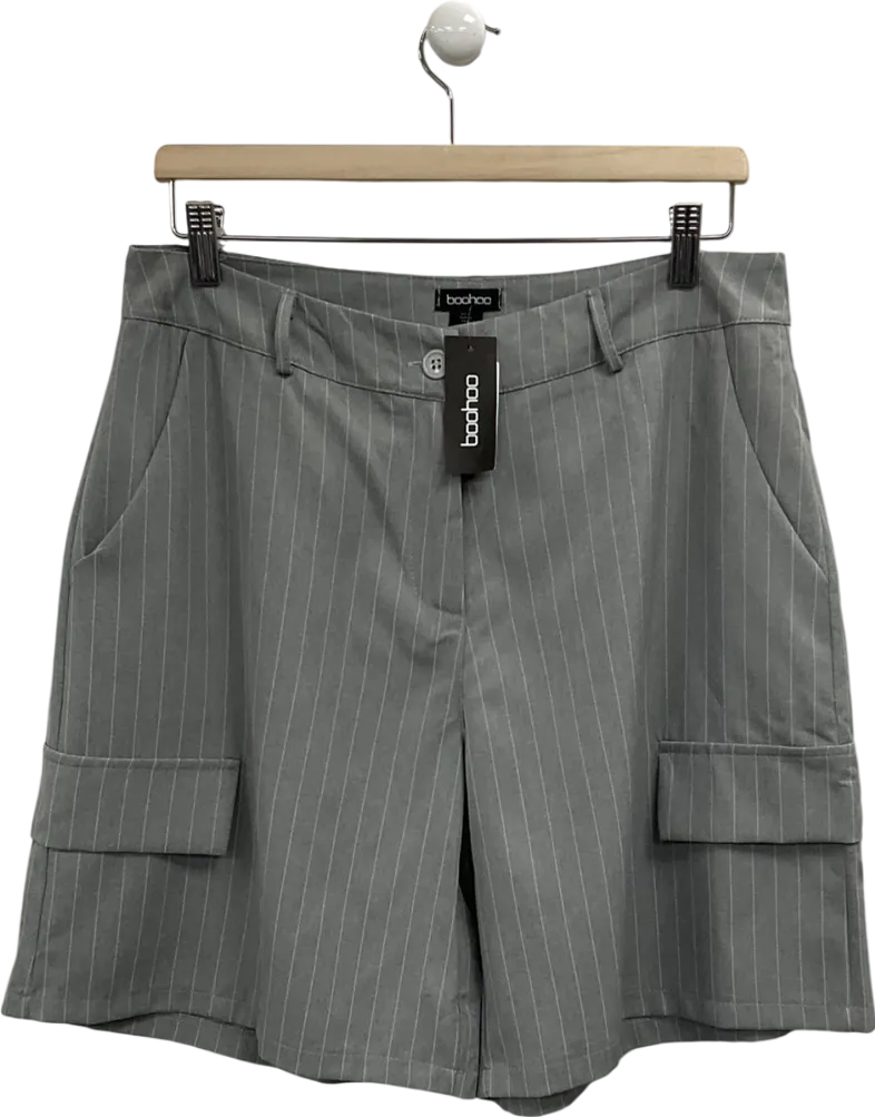 boohoo Grey Pinstripe Cargo Jort Culottes UK 12