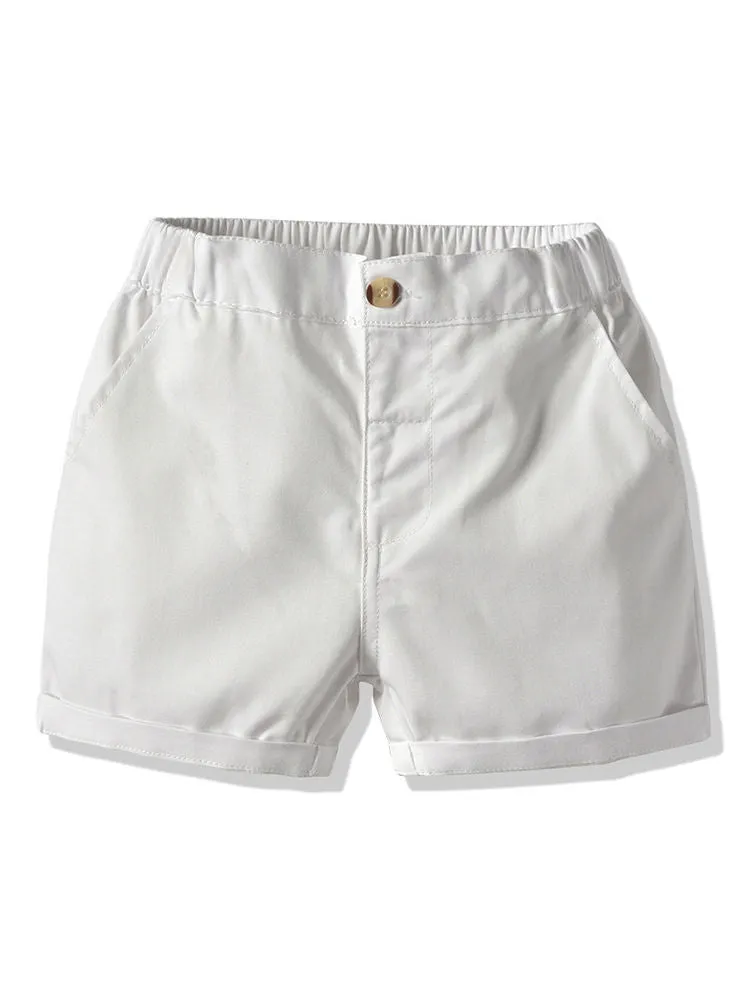 Boys Rainbow Color Collar Polo T-shirt With Shorts