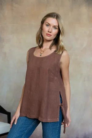 Brina Linen Top (Washed Espresso)