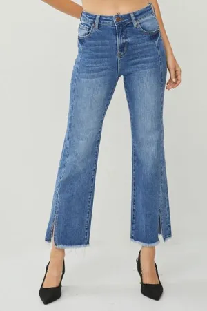 Brooklynn High Waist Raw Hem Slit Straight Jeans