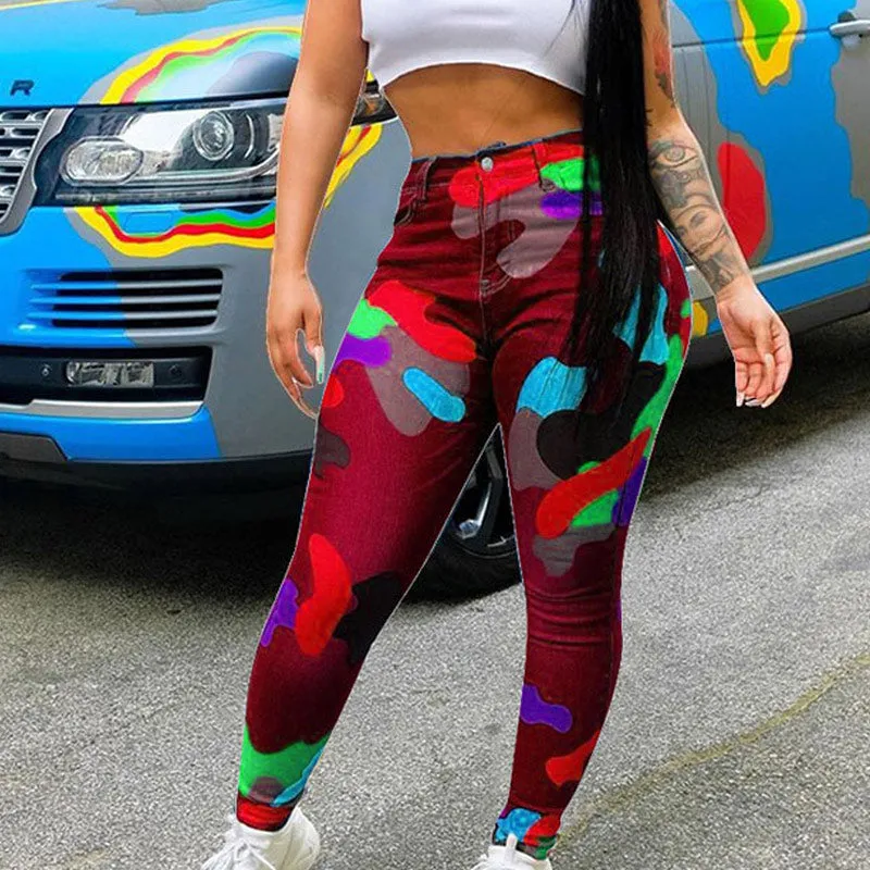Camouflage Print Skinny Pants