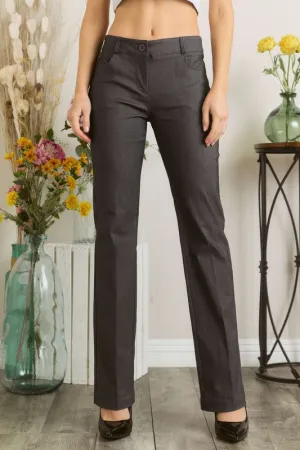 Charcoal Grey Solid Color Pants with Pocket