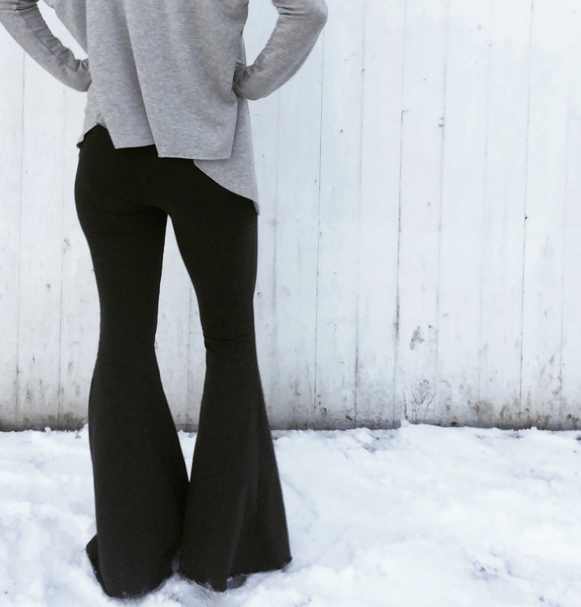 charcoal tencel bell bottom yoga pants