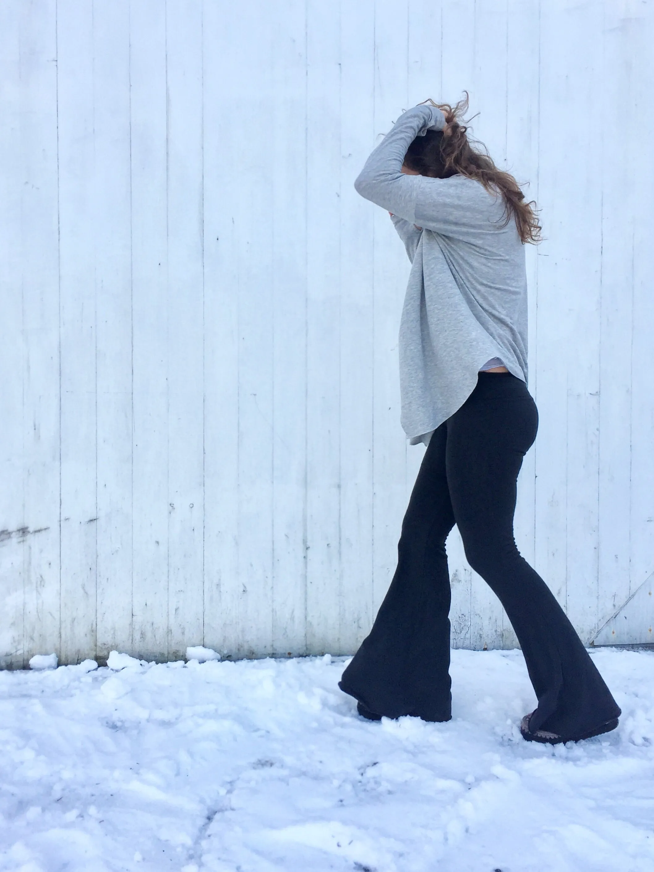 charcoal tencel bell bottom yoga pants