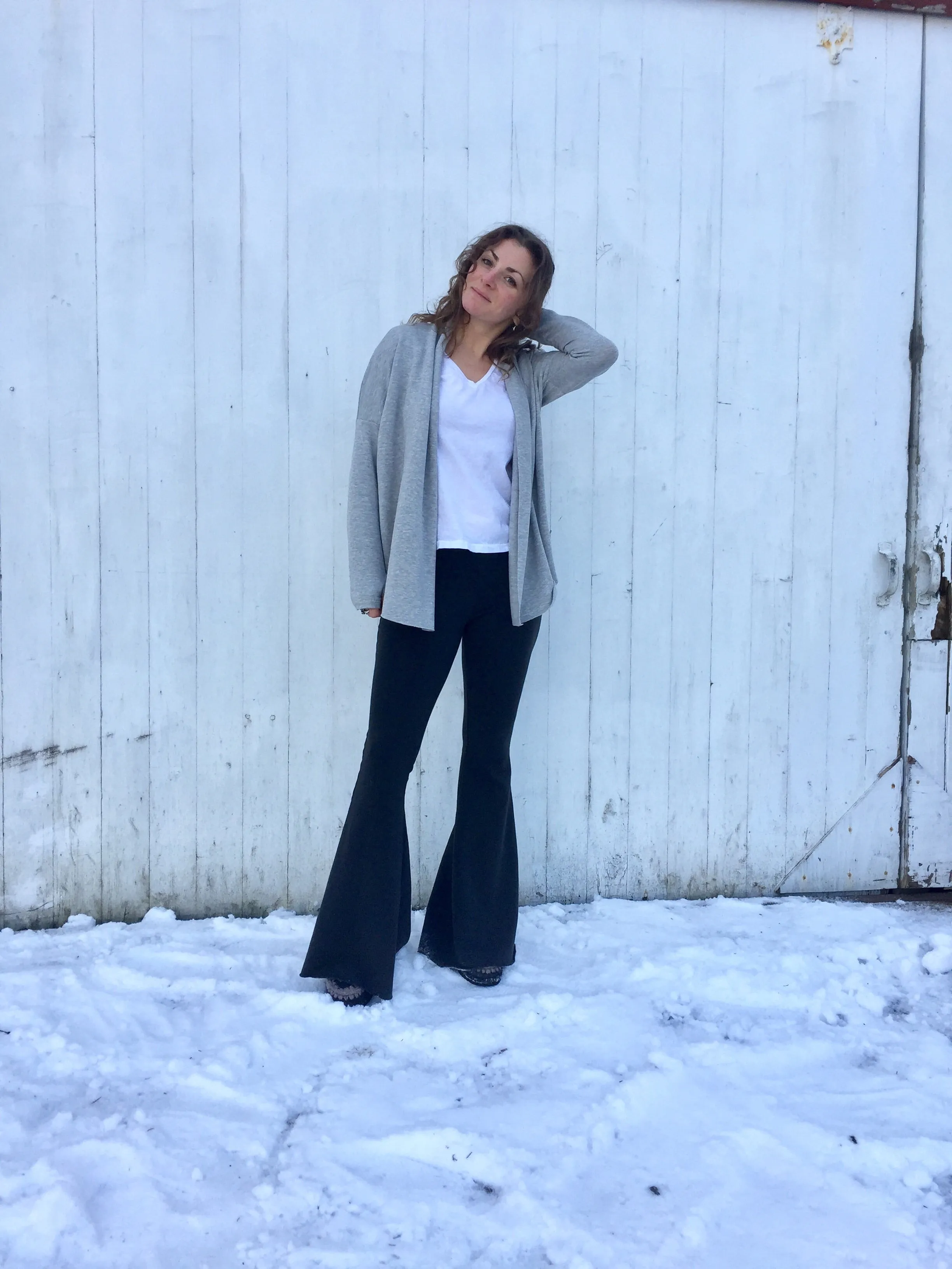 charcoal tencel bell bottom yoga pants