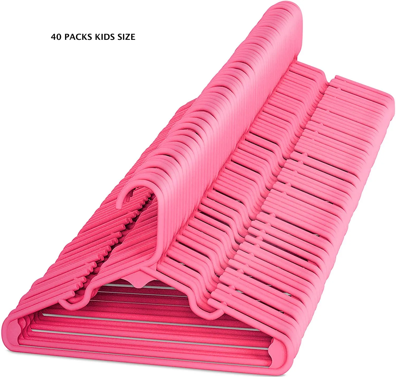 Children's Plastic Clothing Hangers, 40 Pack, Pink - Kids Size Hangers