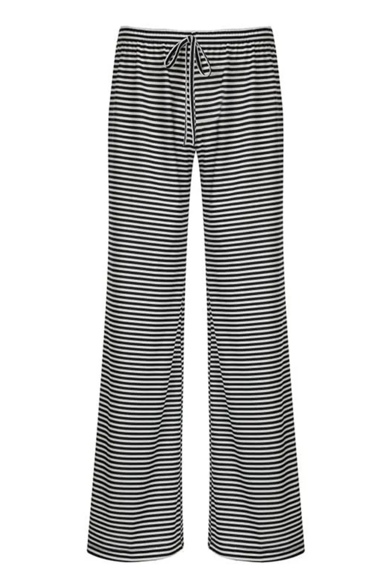 Chouyatou Womens Comfy Pajama Pants Striped Low Waisted Lounge Pants Elastic Waist Drawstring Long Trousers