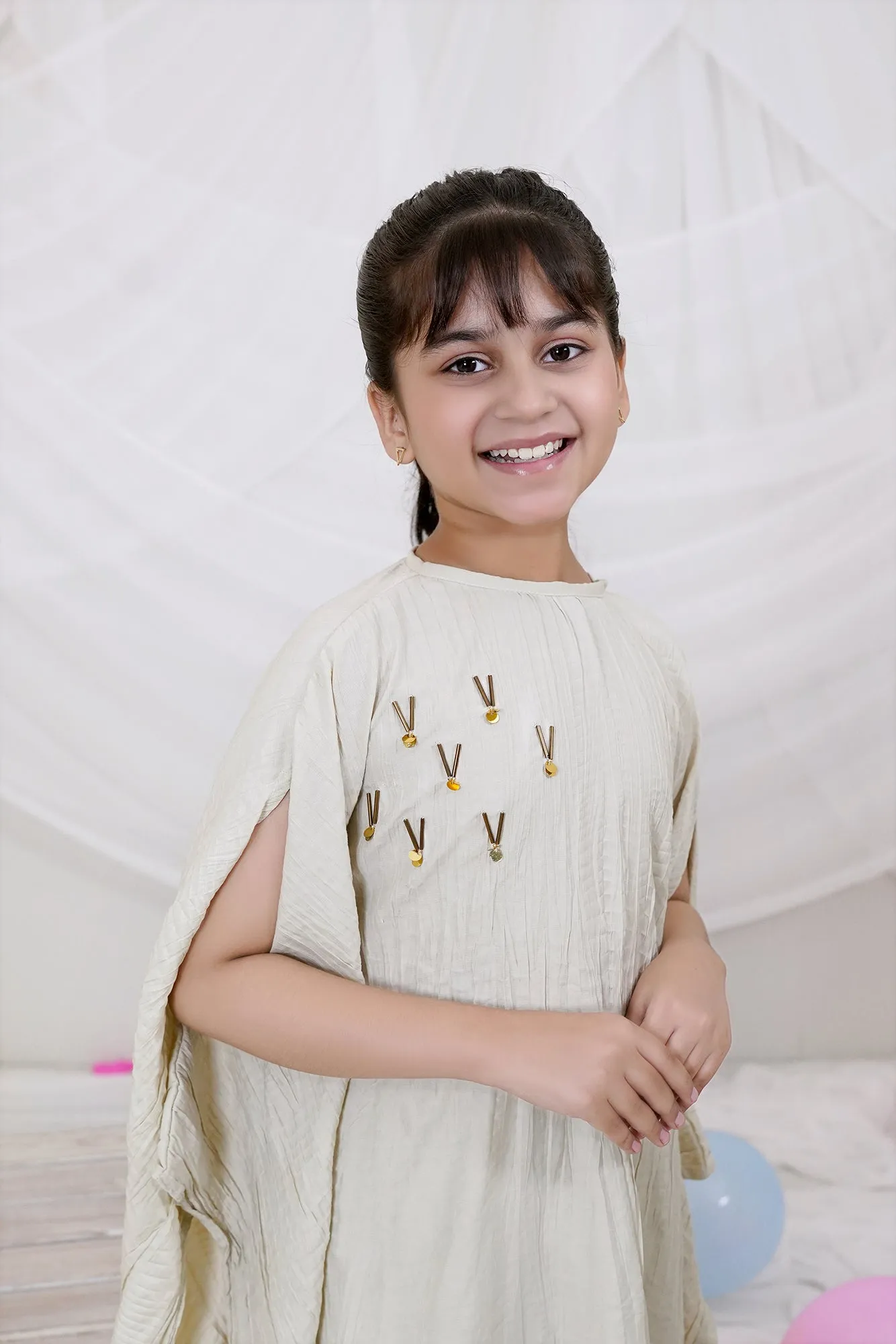 Classic Beige Embroidered Chiffon