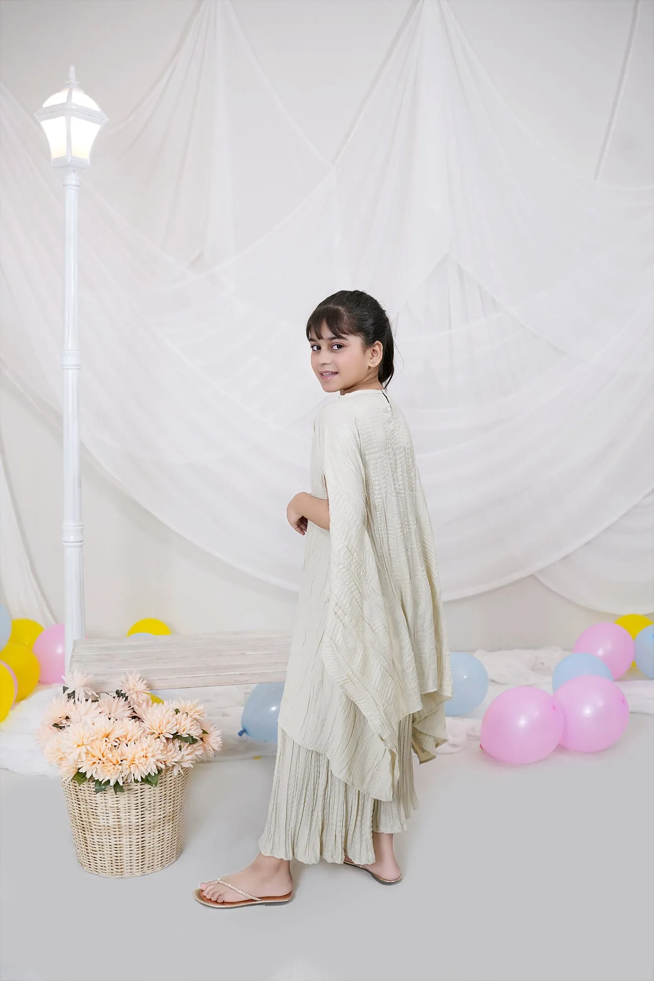 Classic Beige Embroidered Chiffon