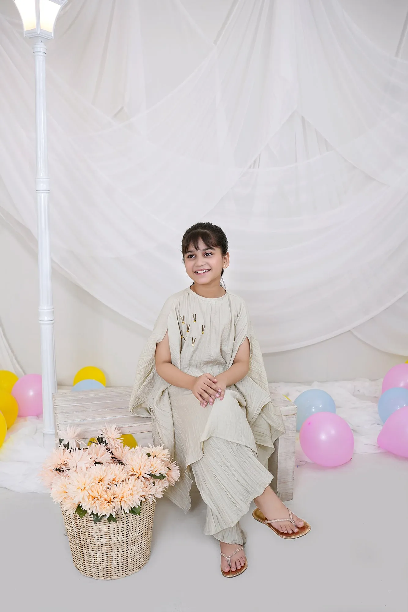 Classic Beige Embroidered Chiffon
