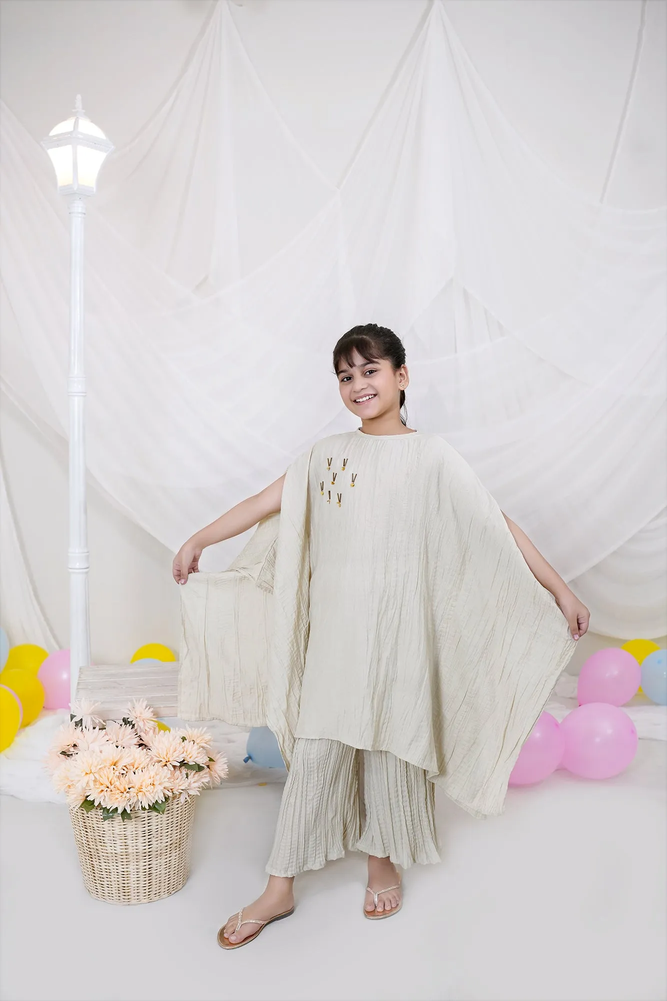 Classic Beige Embroidered Chiffon