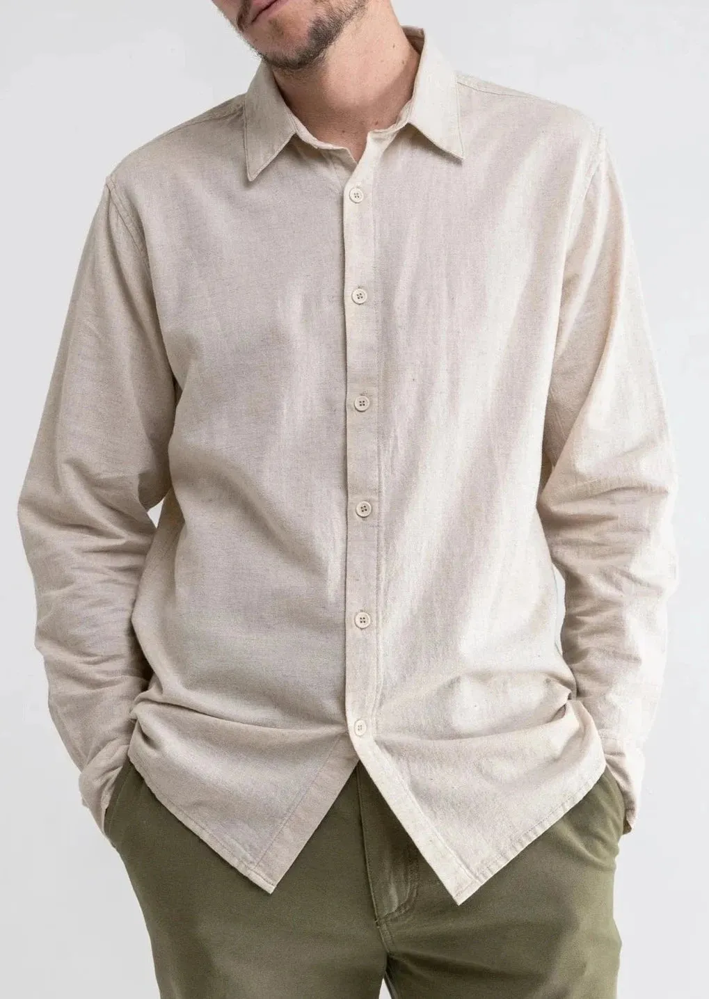 Classic Linen Long-Sleeve Button Up Shirt