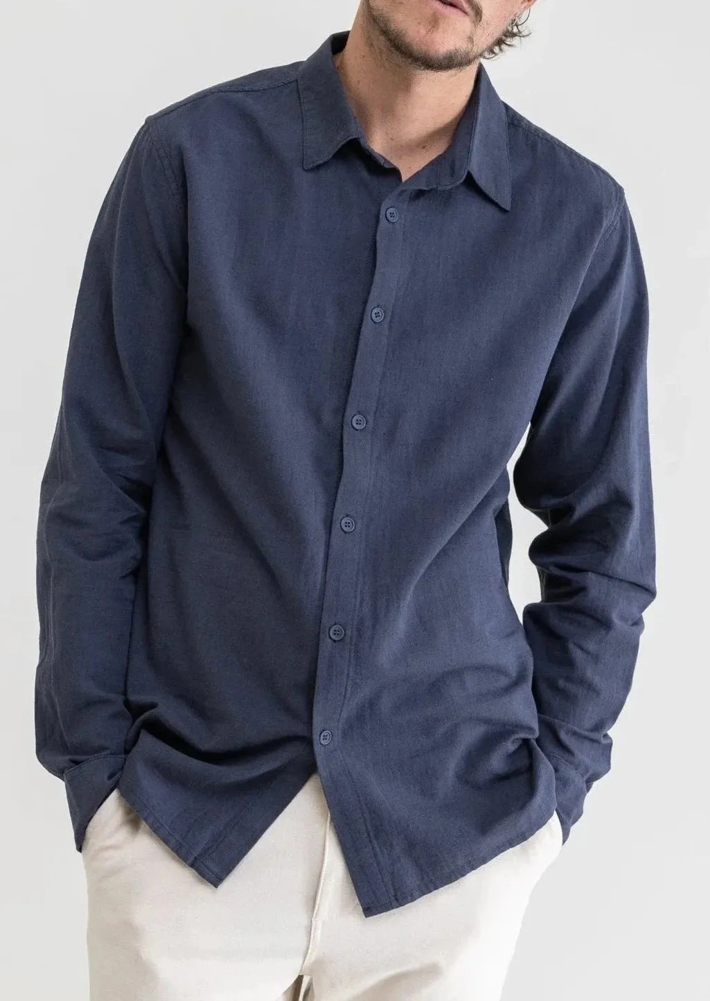 Classic Linen Long-Sleeve Button Up Shirt