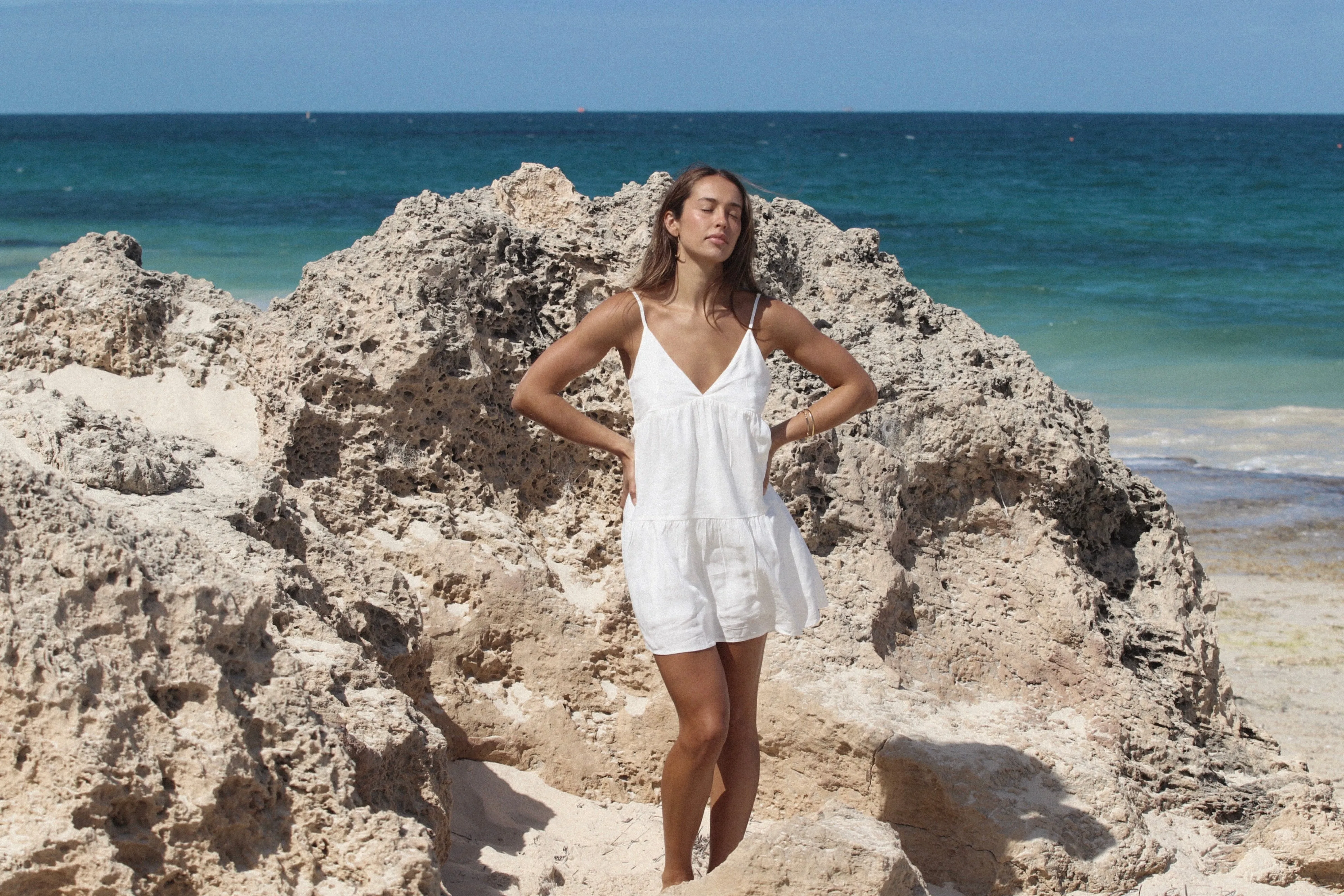 Classic Tiered Mini Dress White