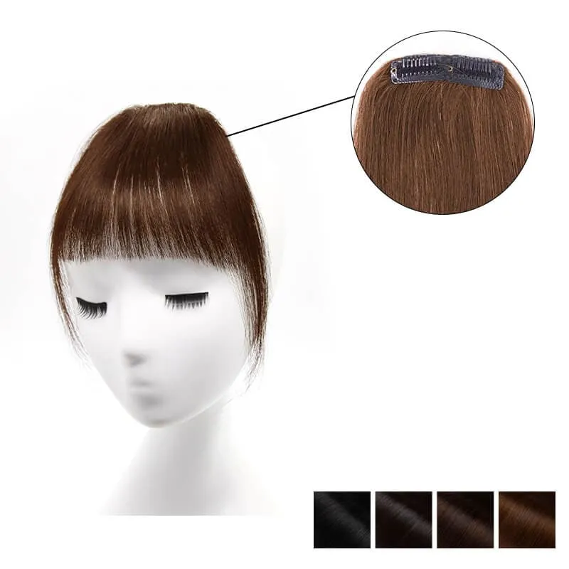 Clearance Human Hair Clip In Wispy Bangs Hand Tied Flat Neat Fringe