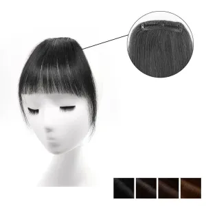 Clearance Human Hair Clip In Wispy Bangs Hand Tied Flat Neat Fringe