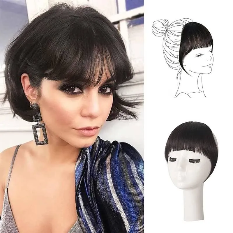Clearance Human Hair Clip In Wispy Bangs Hand Tied Flat Neat Fringe