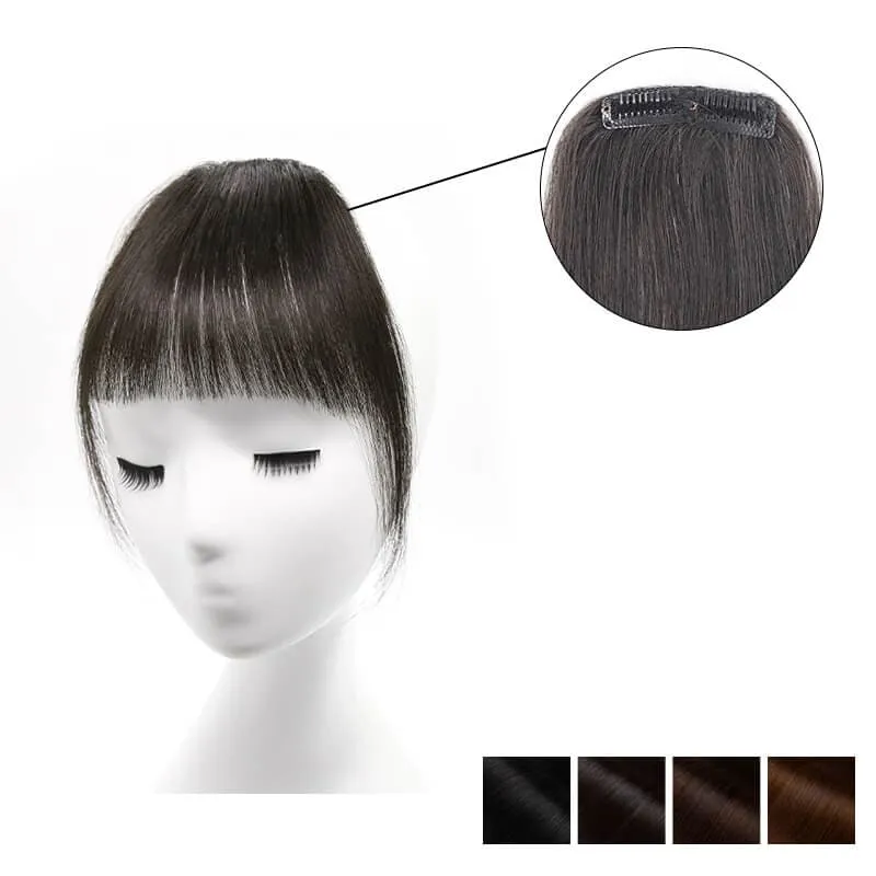 Clearance Human Hair Clip In Wispy Bangs Hand Tied Flat Neat Fringe