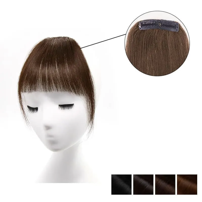 Clearance Human Hair Clip In Wispy Bangs Hand Tied Flat Neat Fringe