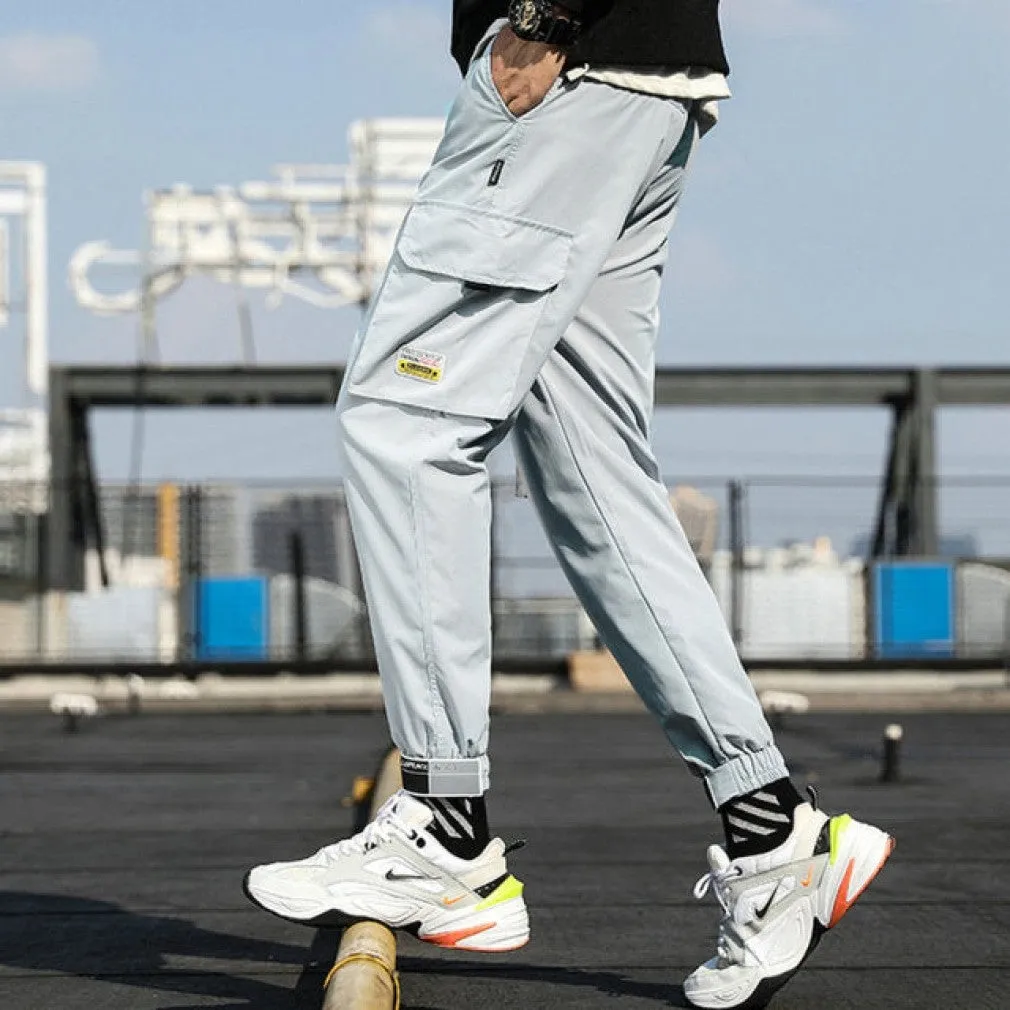 ContiNent 33 Men's Side Pockets Cargo Harem Pants Ribbons Black Hip Hop Casual Male Joggers Trousers Fashion Casual Streetwear Pants