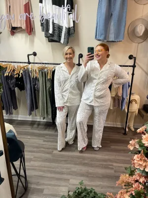 Crushed White Velvet Pants
