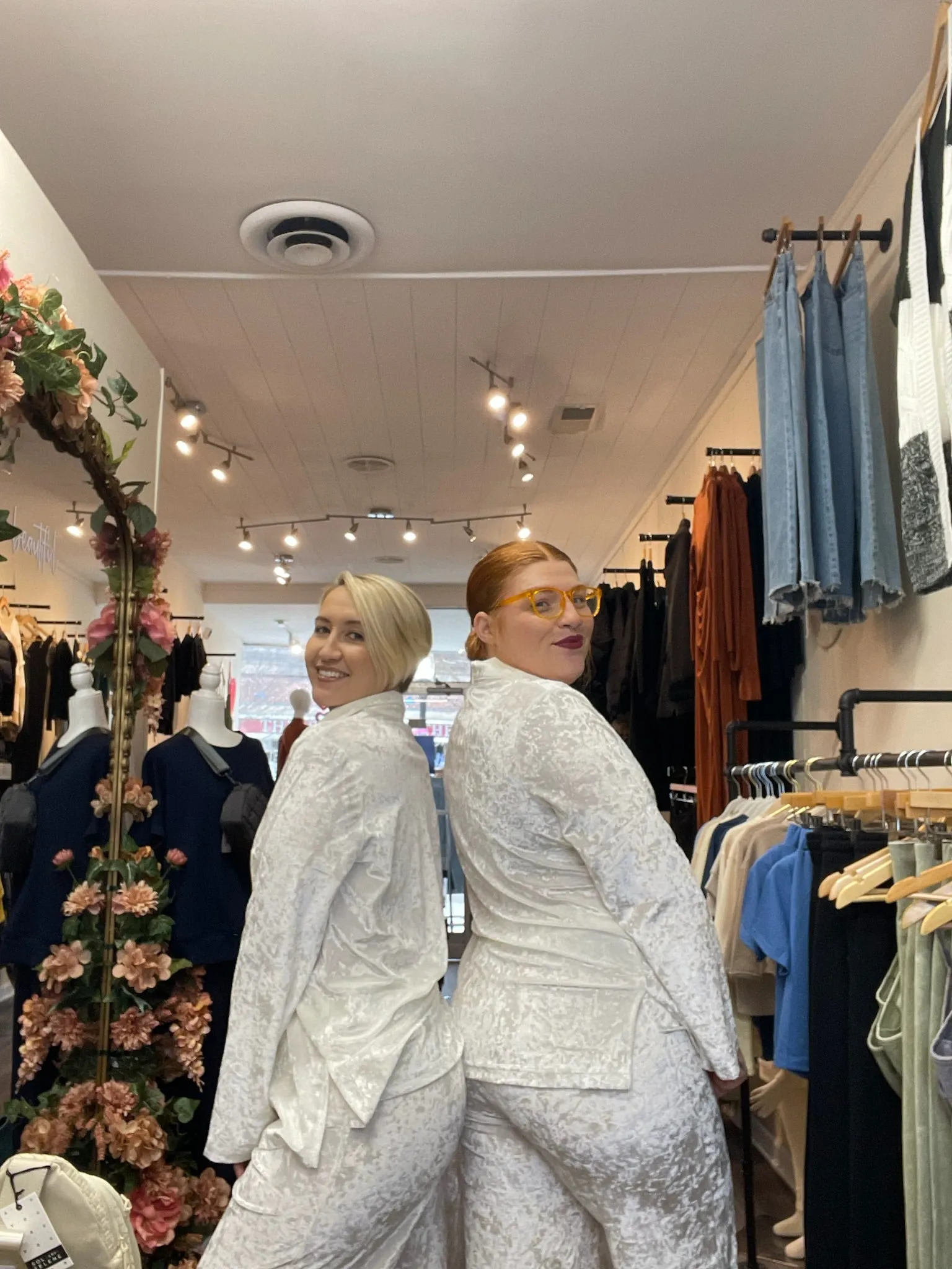 Crushed White Velvet Pants