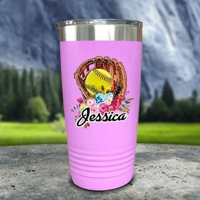 CUSTOM Softball Glove Color Printed Tumblers