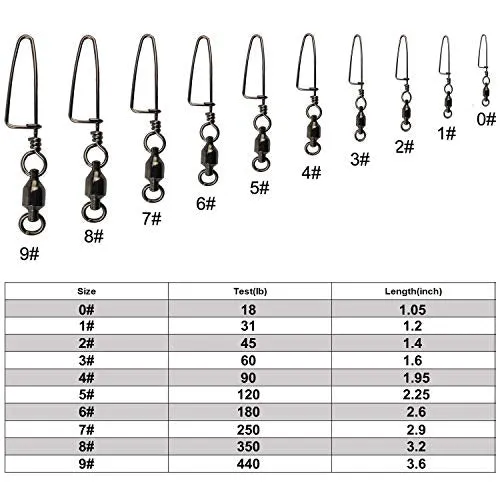 Easy Catch 10, 30 Pack High-Strength Fishing Ball Bearing Swivel with Coastlock Snap, Strong Welded Ring for Saltwater Fishing-18Lb to 350Lb (100% Copper Stainless Steel) (Size 6 6 (180lb) 30Pack)