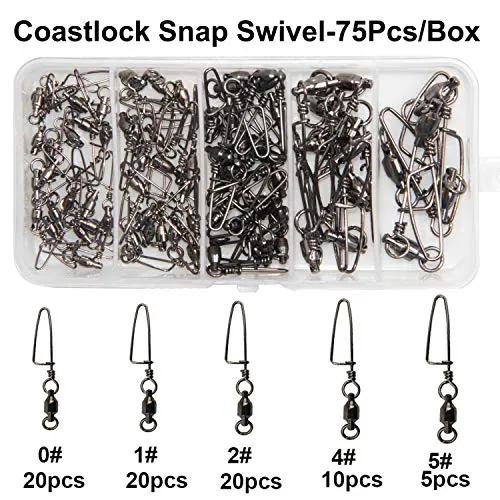Easy Catch 10, 30 Pack High-Strength Fishing Ball Bearing Swivel with Coastlock Snap, Strong Welded Ring for Saltwater Fishing-18Lb to 350Lb (100% Copper Stainless Steel) (Size 6 6 (180lb) 30Pack)