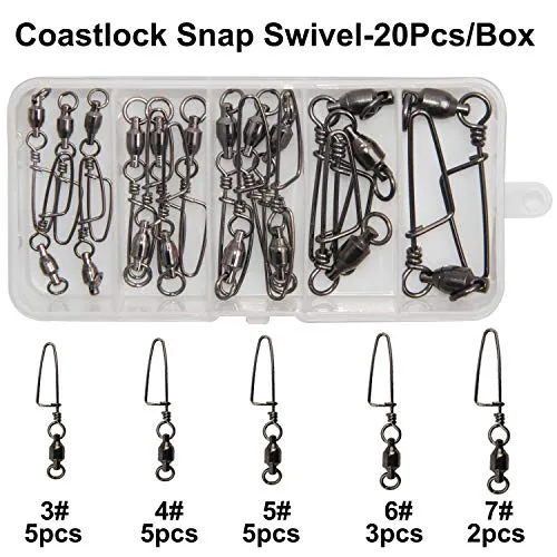 Easy Catch 10 Pack High-Strength Fishing Ball Bearing Swivel with Coastlock Snap, Strong Welded Ring for Saltwater Fishing-18Lb to 350Lb (100% Copper Stainless Steel)(Size 1 1 (31lb) 10Pack)