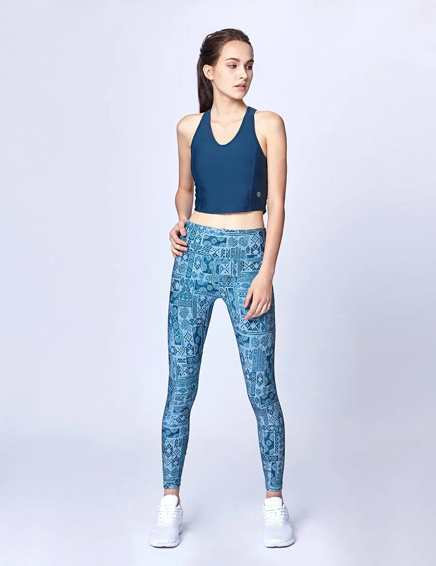 easyoga LESPIRO Glossy Slim Leggings2 - F79 Retro Ceramic Art