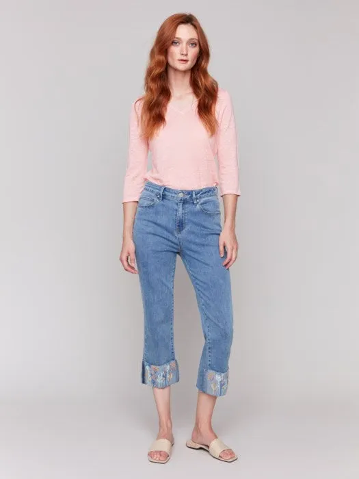 Embroidered Cuff Jean