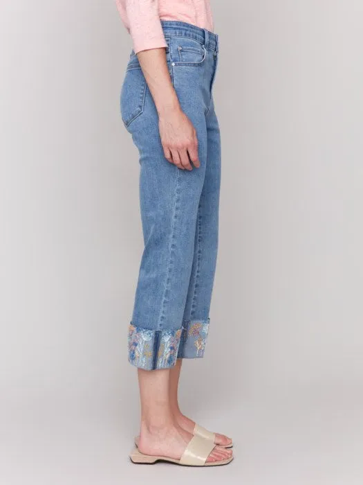 Embroidered Cuff Jean