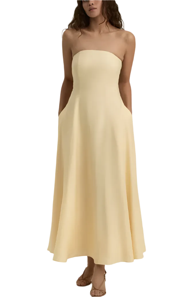 Favorite Daughter - The Favorite Strapless Linen Dress - Moonbeam