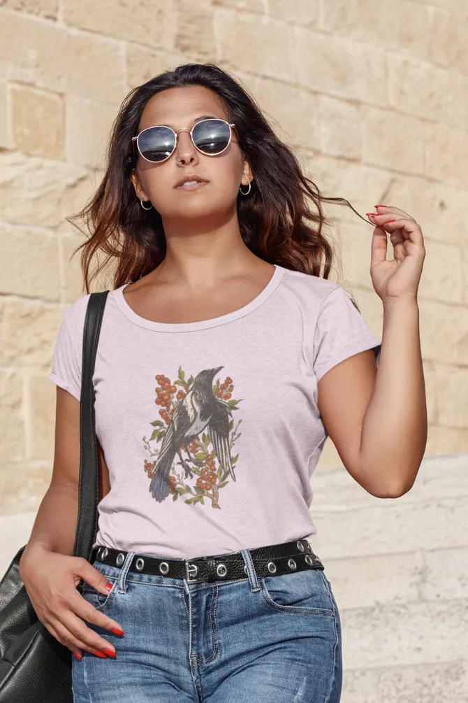 Feathered Harvest Printed Scoop Neck T-shirt for women