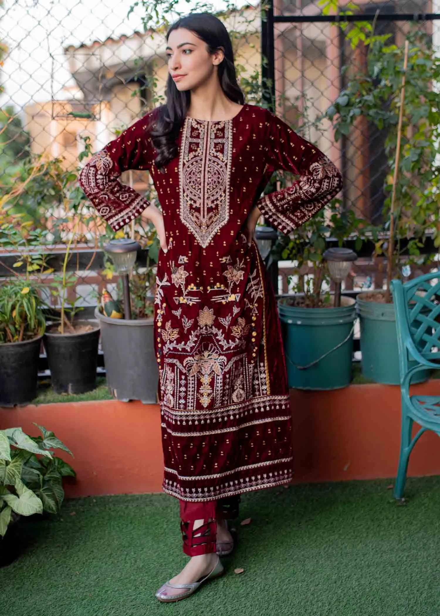 Formal Salwar Kameez for Girls in Wine Red Shade #PF260