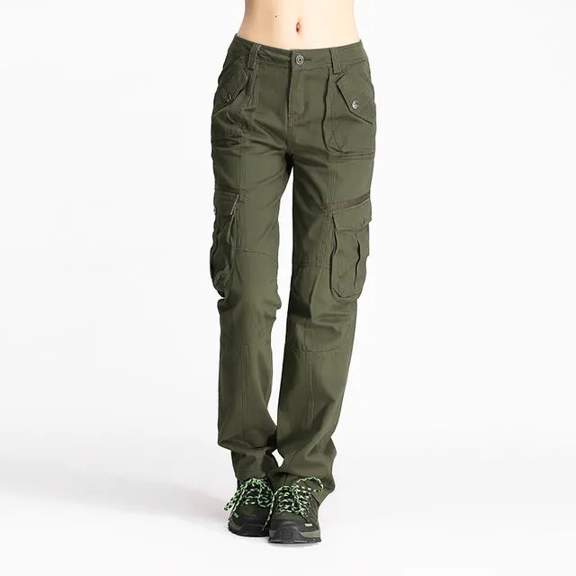 Free Army Women Full Length Pants Regular Straight Style With Pockets Metal Zipper Embroidery Cotton Lady Casual Pants GK76053