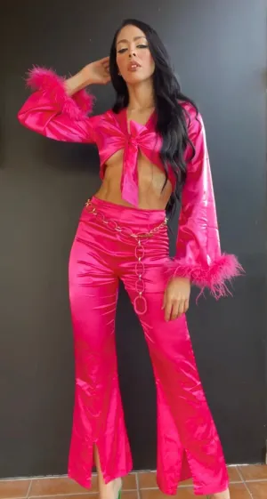 Fuschia Satin Pants