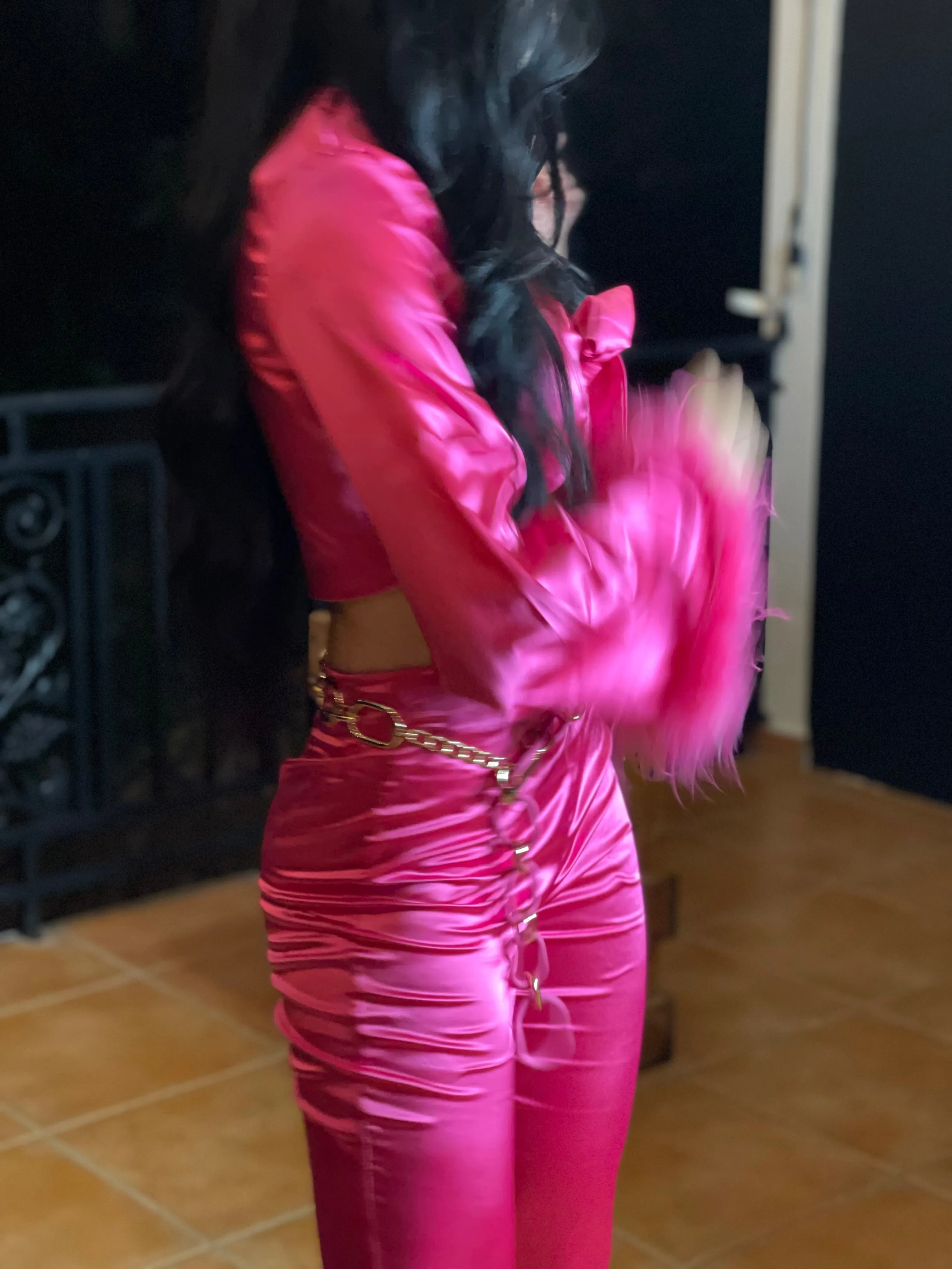 Fuschia Satin Pants