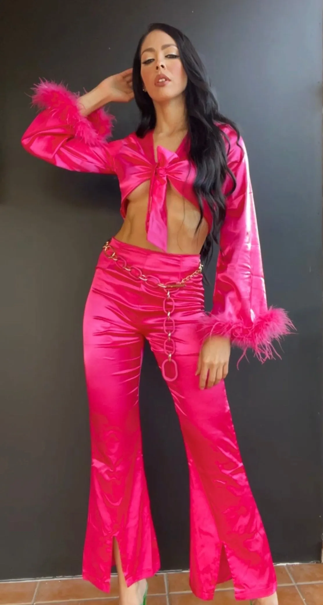 Fuschia Satin Pants
