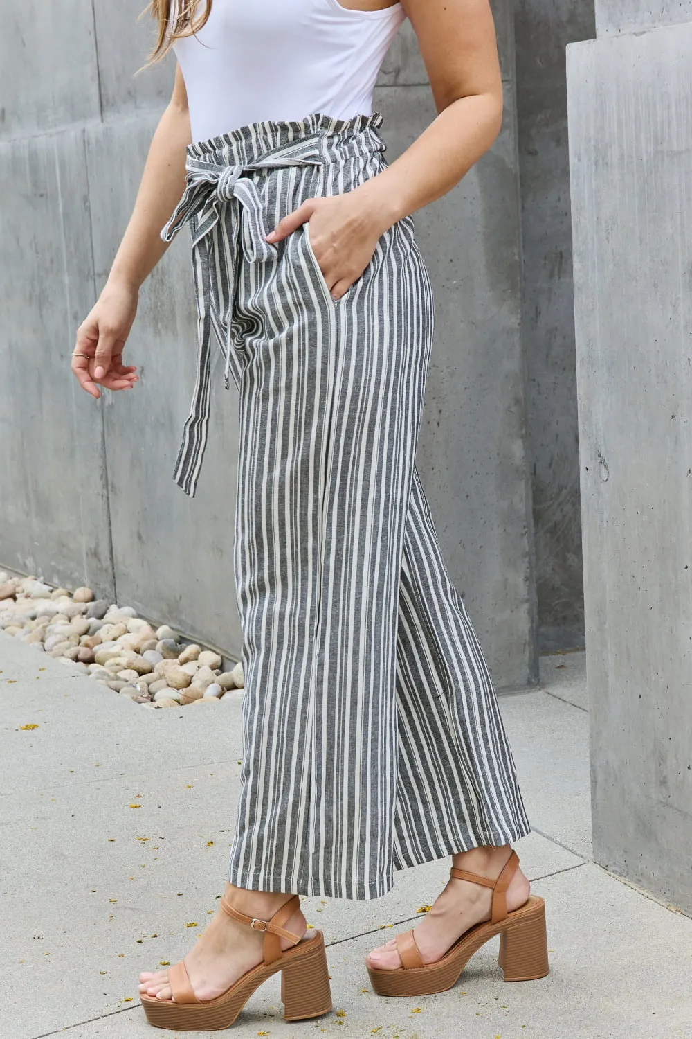 Georgia Paperbag Waist Striped Culotte Pants - Online Exclusive