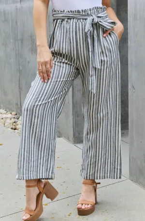 Georgia Paperbag Waist Striped Culotte Pants - Online Exclusive
