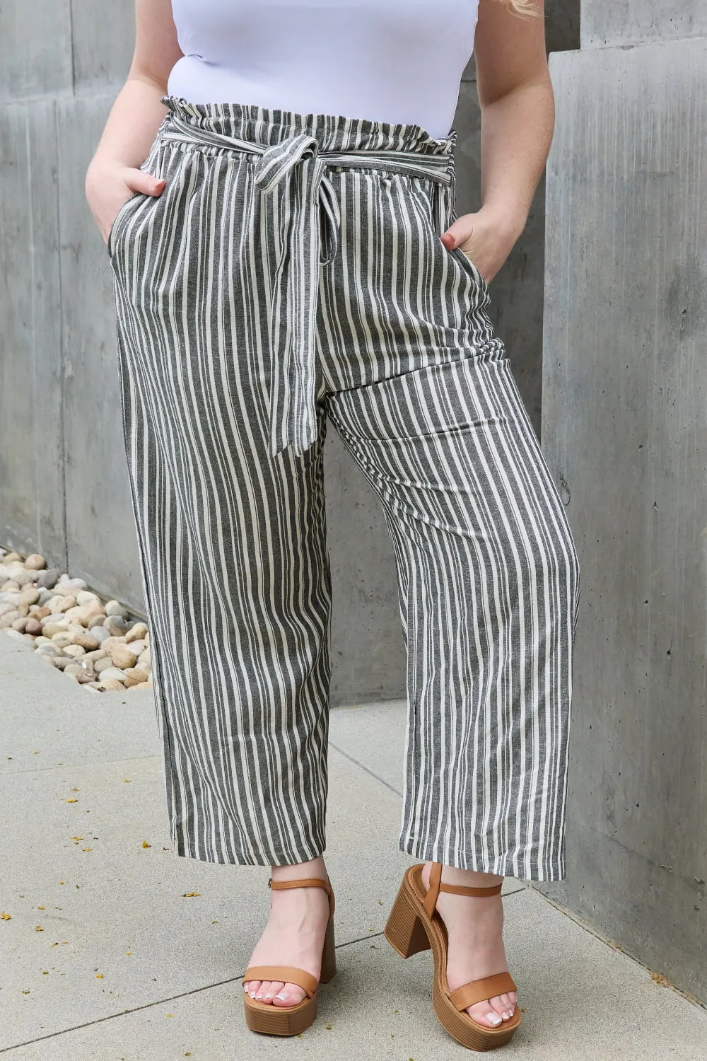 Georgia Paperbag Waist Striped Culotte Pants - Online Exclusive