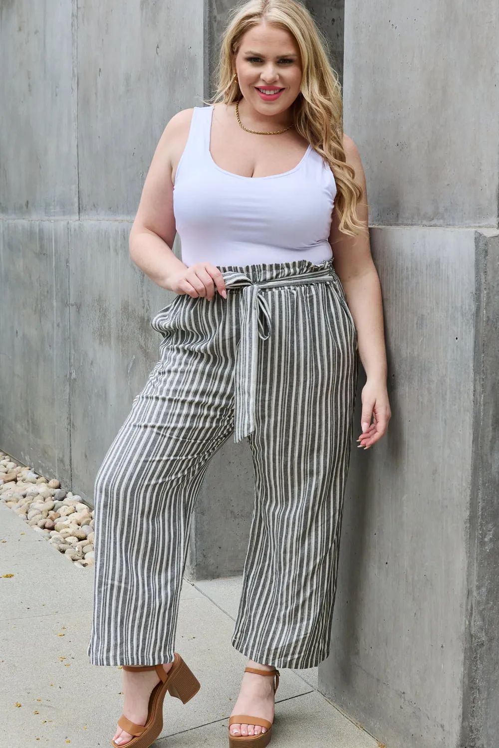 Georgia Paperbag Waist Striped Culotte Pants - Online Exclusive