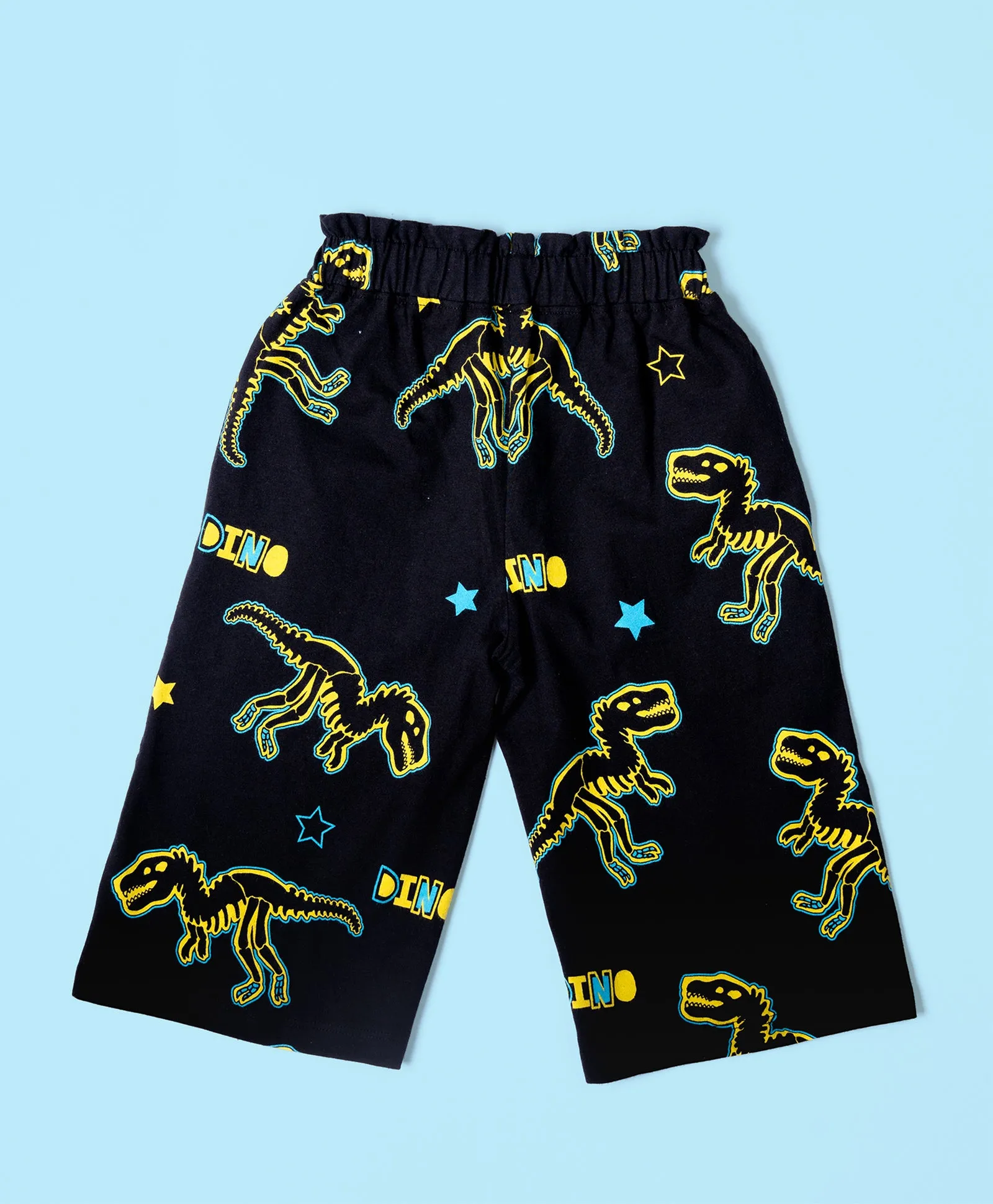 Girls Neon Dino Pattern Sleeveless Crop Top & Culottes Set