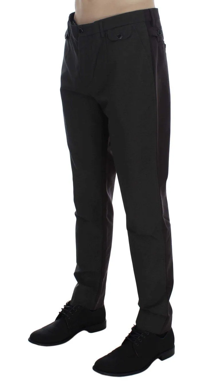 Gray Purple Casual Slim Fit Pants