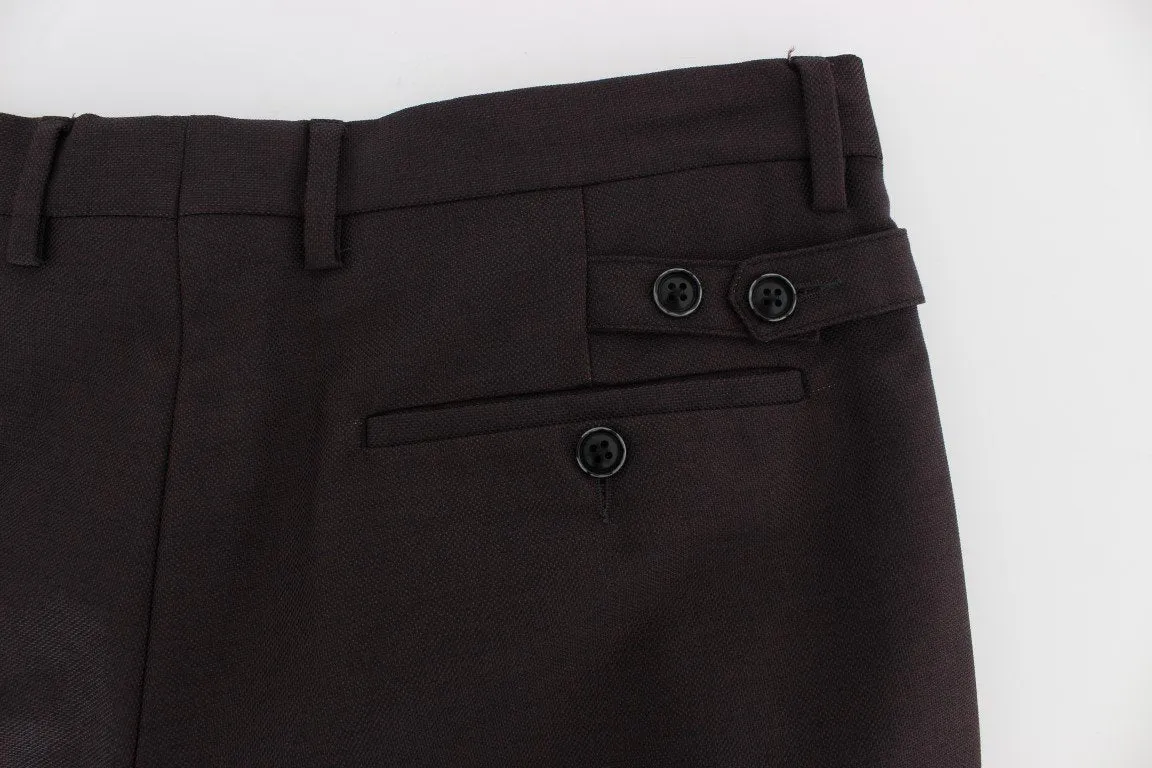 Gray Purple Casual Slim Fit Pants