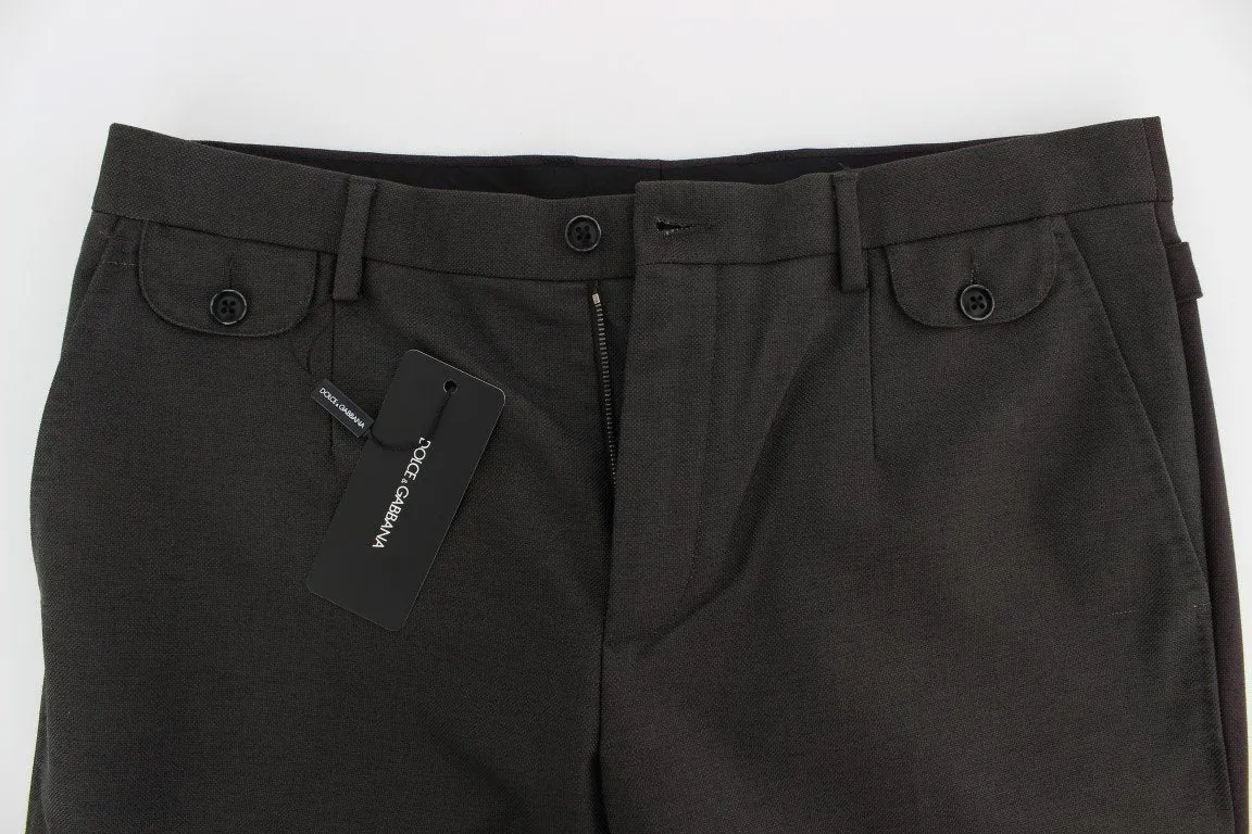 Gray Purple Casual Slim Fit Pants