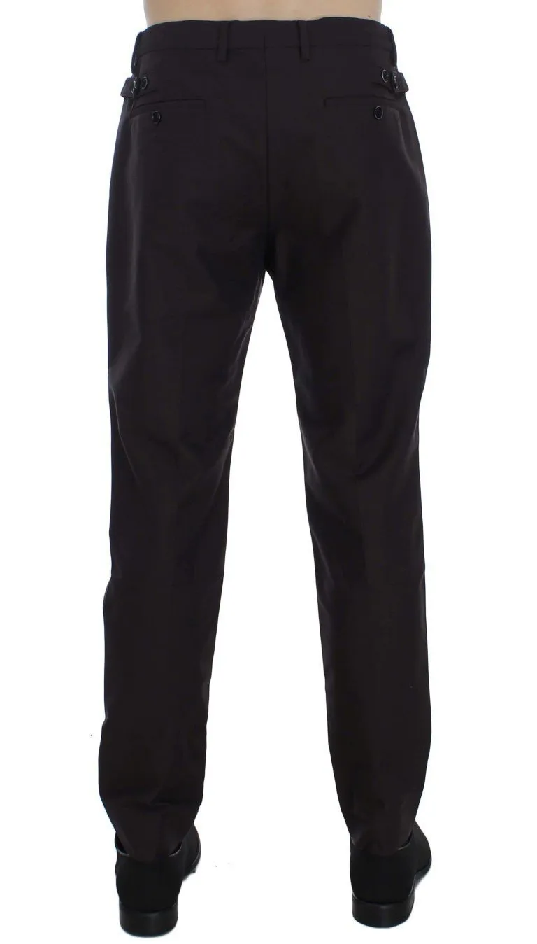 Gray Purple Casual Slim Fit Pants